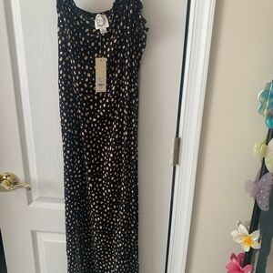 Francesca's Black Dress with Beige Spot Print